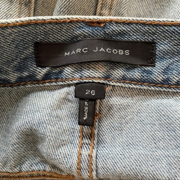 MARC Jacobs Light Wash Jean Mini Skirt Pom Pom 26 - Picture 4 of 6